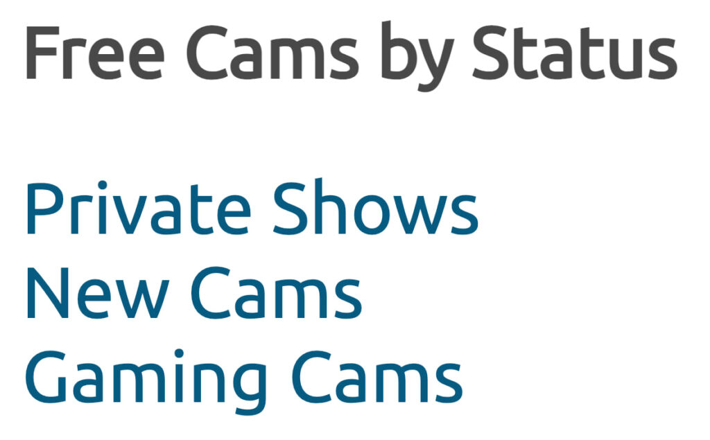 chaturbate cams by status